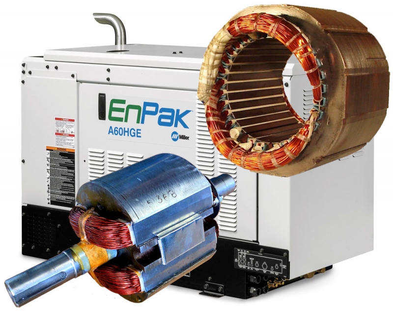 Miller ENPAK A28 5.5KW Generator Rotor Rewind Eurton Electric