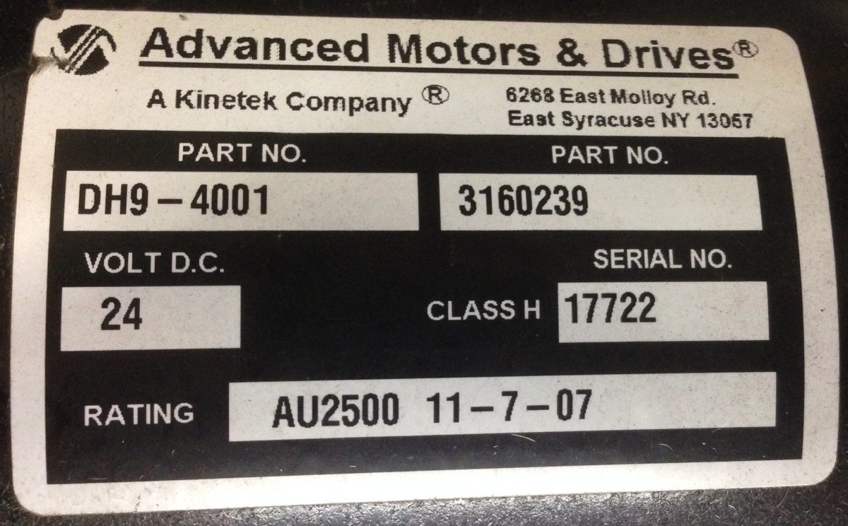 Advanced Motors & Drives DH9-4001 Motor Repair